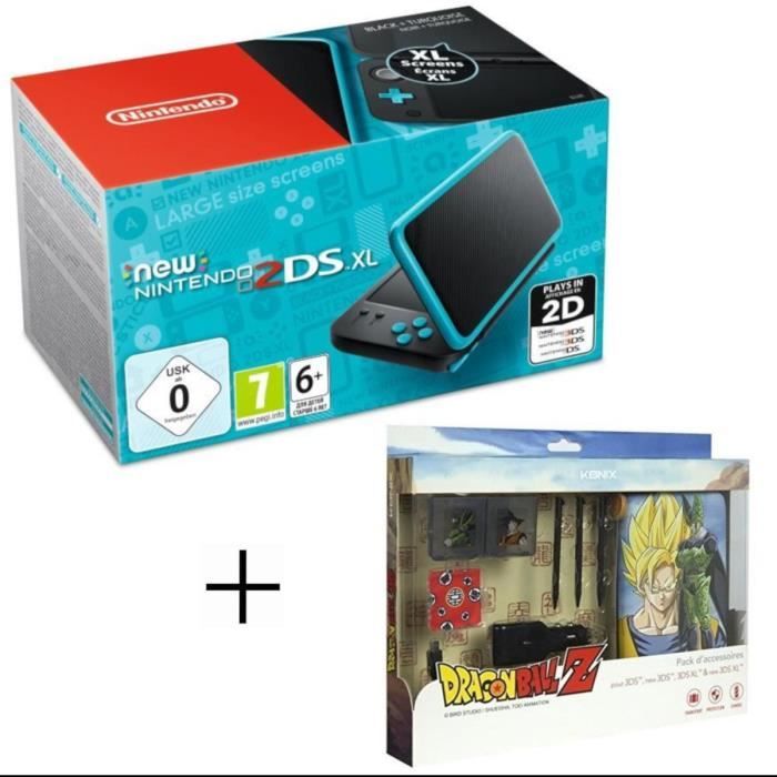 New 2DS XL Noire et Turquoise + Pack d'accessoires Konix Dragon Ball Z