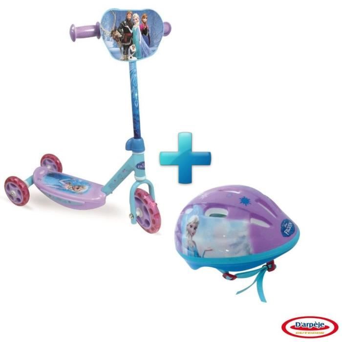 LA REINE DES NEIGES Trottinette 3 Roues + Casque d'arpeje