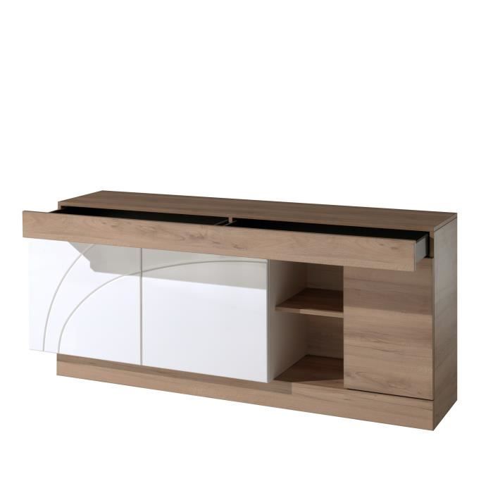 ORSAY Enfilade style contemporain laqué blanc et décor noyer - L 202 cm