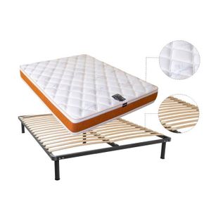 OLYMPE LITERIE Matelas + sommier 140x200 - Mousse HD 28kg/m3 + mémoire de forme Ergosoft ? 55kg/m3 - Equilibré - ATLAS