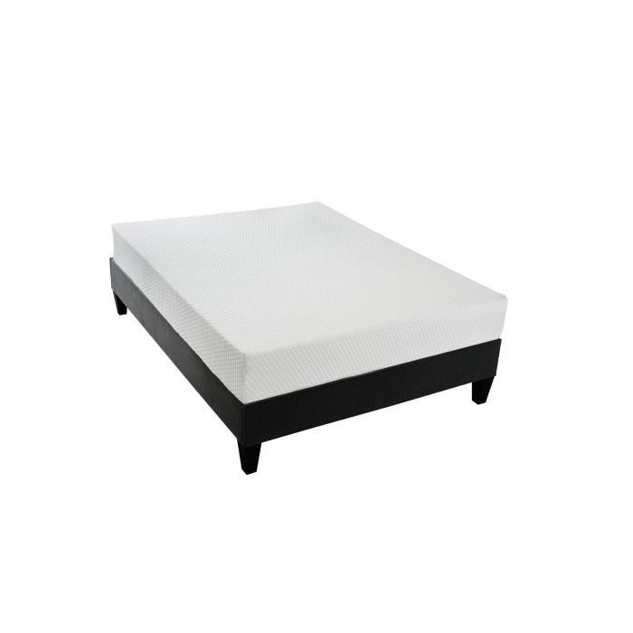 OLYMPE LITERIE Matelas + sommier 90x190 - Mousse HD 33kg/m3 + mémoire de forme SLEEPTOUCH® 60kg/m3 - Equilibré - HERA