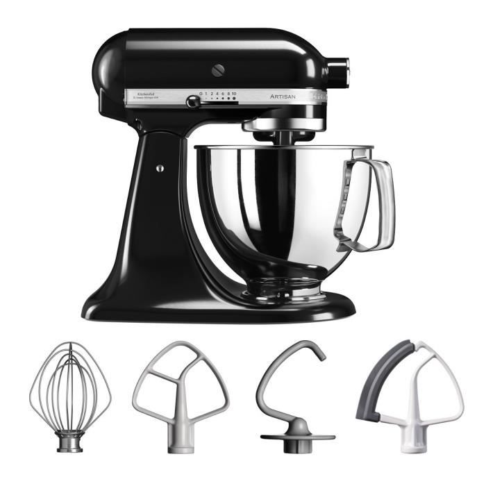 Pack KITCHENAID ARTISAN 5KSM125EOB Robot pâtissier + Batteur plat