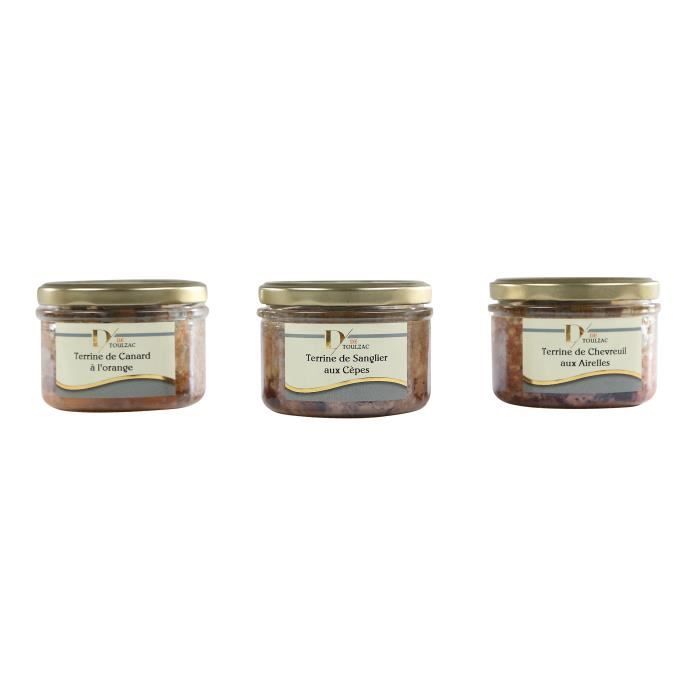 D DE TOULZAC Lot de 3 Terrines à Base de Viande 180g