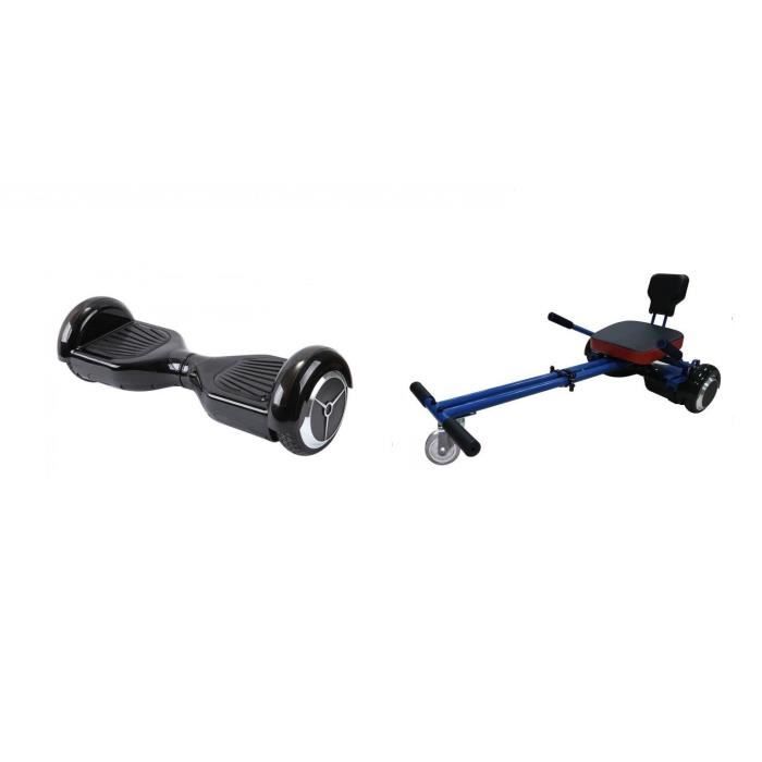 ECOGYRO Hoverboard 550 W Dark Knight + TAAGWAY Kit Kart Bleu A3 Siège souple pour Hoverboard