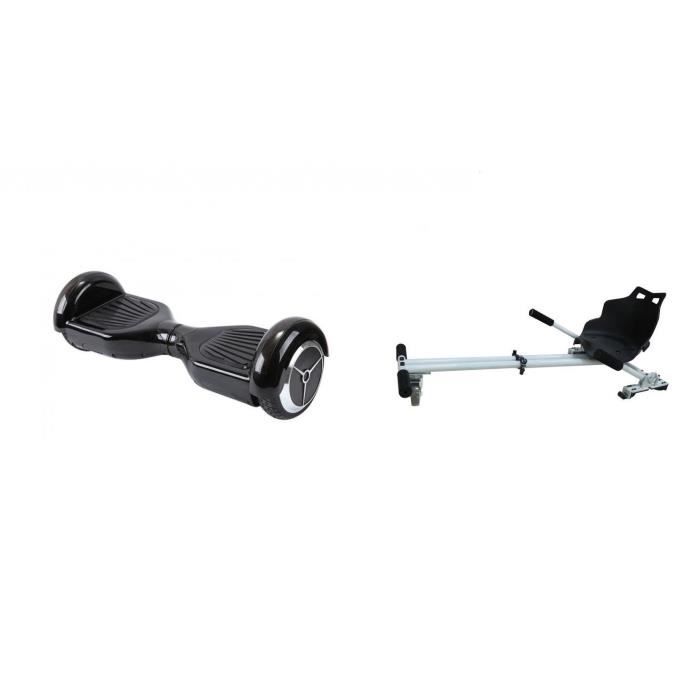 ECOGYRO Hoverboard 550 W Dark Knight + TAAGWAY Kit Kart Blanc A3 Siège souple pour Hoverboard 6,5\