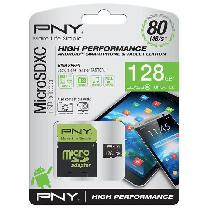 PNY High Performance Micro SDHC 128 Go 80MB/s