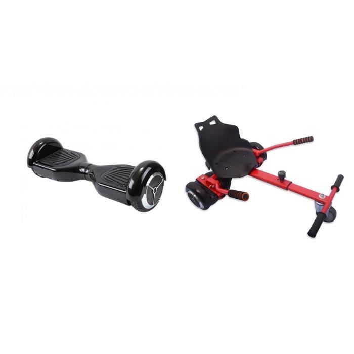 ECOGYRO Hoverboard 550 W Dark Knight + TAAGWAY Kit Kart Rouge A3 Siège rigide pour Hoverboard 6,5\