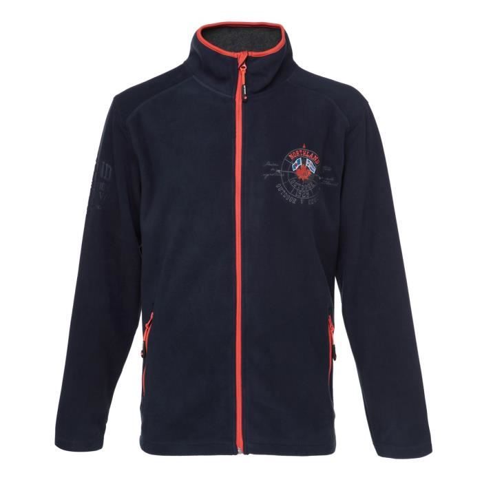 NORTHLAND Veste polaire Homme contrecollé Interlock - Noir et rouge