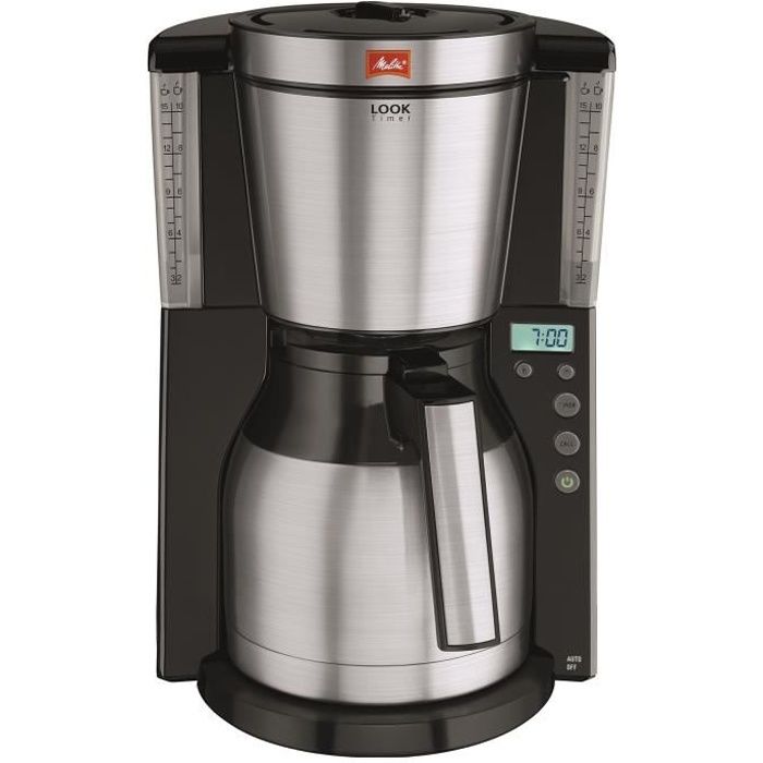 MELITTA 1011-16 Cafetière filtre programmable avec verseuse isotherme Look IV Therm Timer - Noir