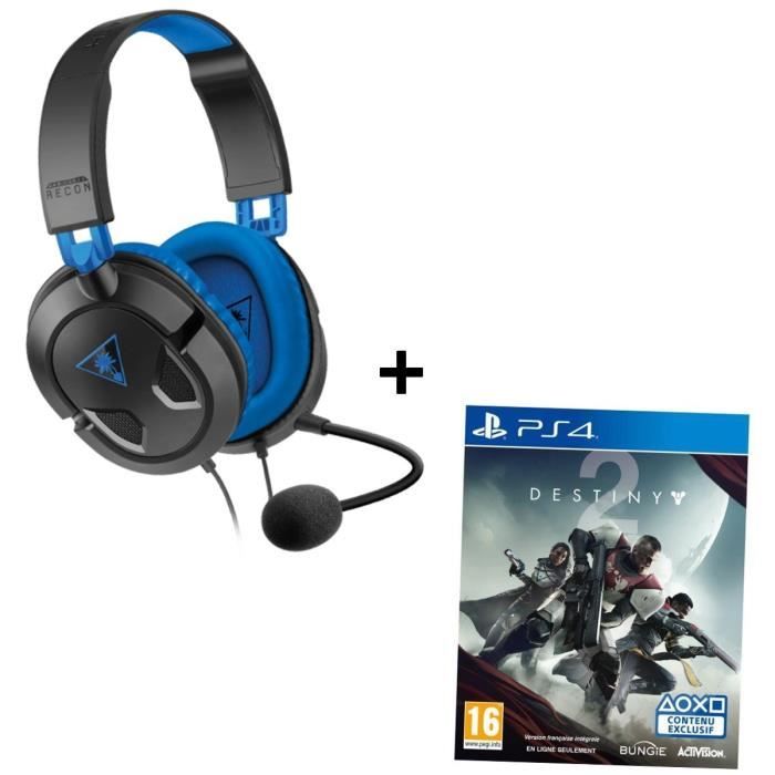 Pack TURTLE BEACH Micro-Casque Gamer RECON 60P Filaire + Jeu PS4 Destiny 2