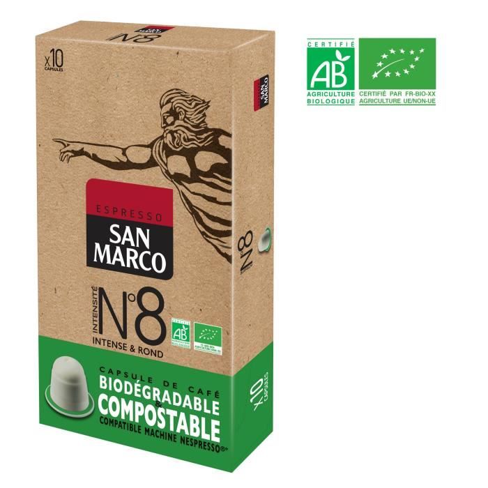 SAN MARCO Café Espresso N°8 Compatible Nespresso Bio & Compostable - 10 capsules