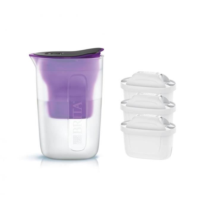 Pack BRITA Carafe filtrante FUN Violet + 3 Cartouches de rechange