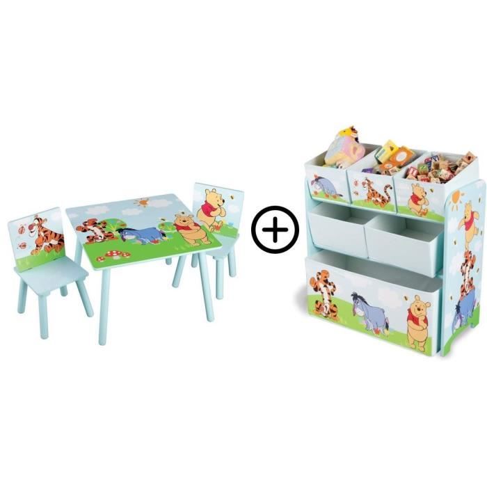 WINNIE - Deltakids - Table et Chaises en bois + Coffre Etagère en tissu et métal - chambre Enfant - Mixte