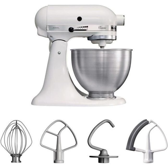 KITCHENAID CLASSIC 5K45SSEWH Robot pâtissier + Batteur plat