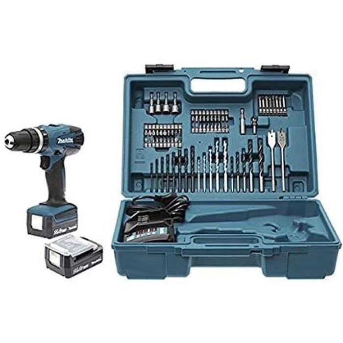 MAKITA Perceuse-visseuse à percussion sans fil HP347DWEX3 - 14.4V+ 74 accessoires