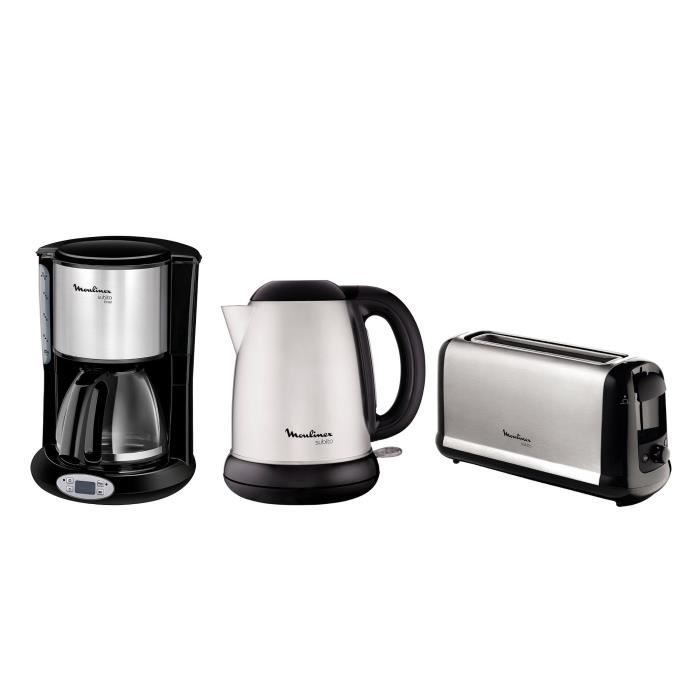 Pack MOULINEX Subito : Bouilloire électrique BY540D10 + Cafetière filtre FG362810 + Grille-pain LS260800