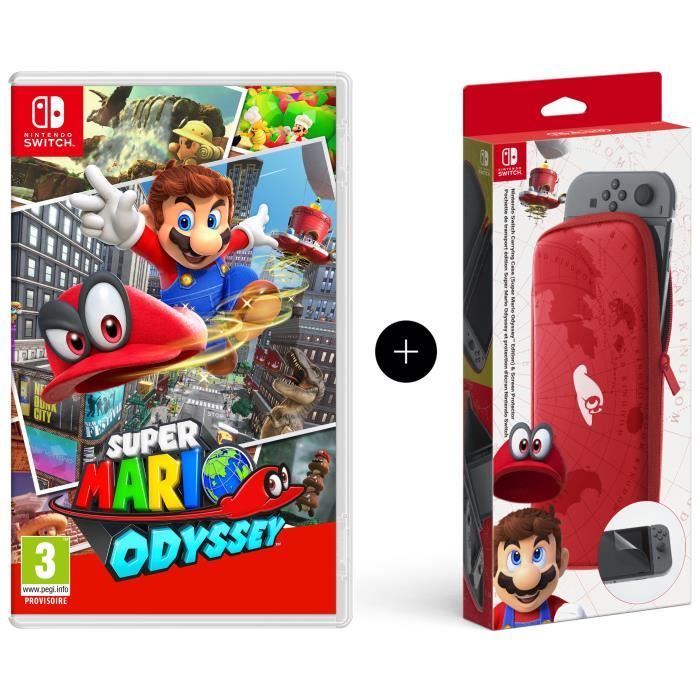 Super Mario Odyssey Jeu Switch + Pochette de transport et de protection en édition limitée