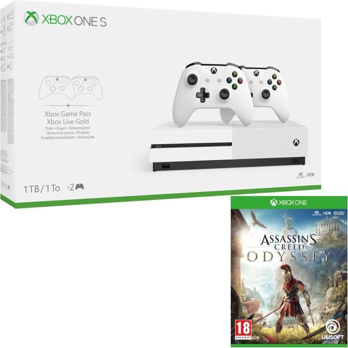 Xbox One S 1 To + 2 manettes + Assassin's Creed Odyssey