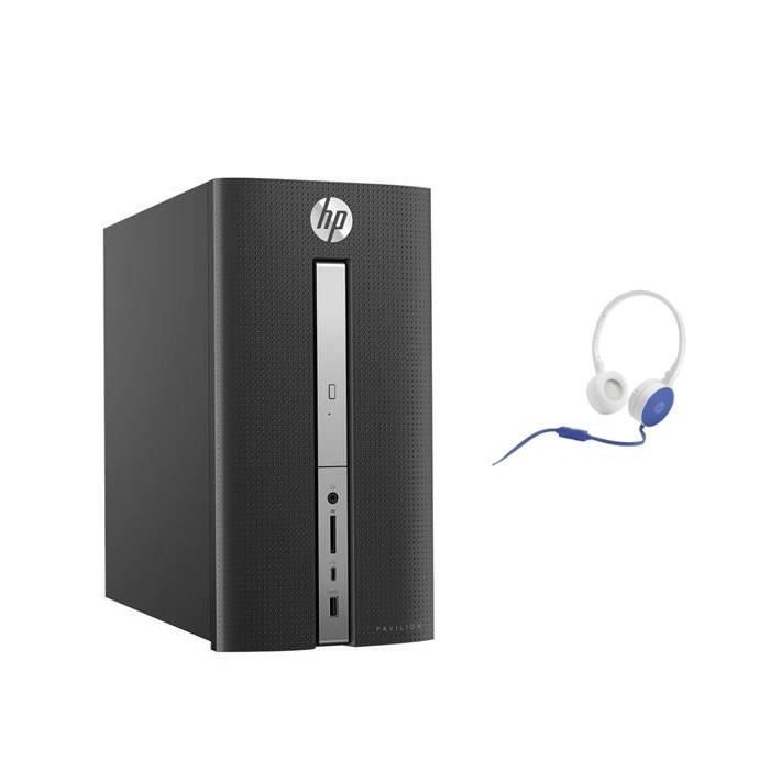 Pack HP Pavilion PC de bureau - 570p010nf - 8Go RAM - Windows 10 - ICORE I5-7400- AMD RADEON R5 435- Disque dur 2To + Casque Stéréo