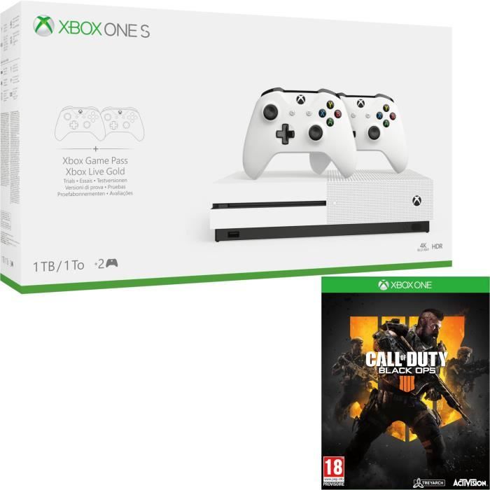Xbox One S 1 To + 2 manettes + Call of Duty Black Ops 4