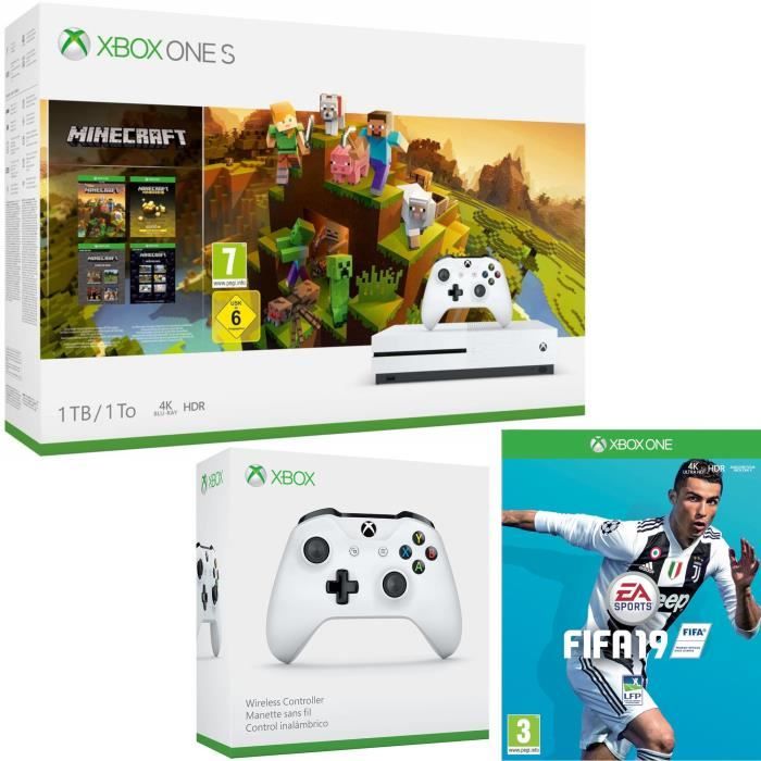 Xbox One S 1 To Minecraft Creators + Fifa 19 + manette