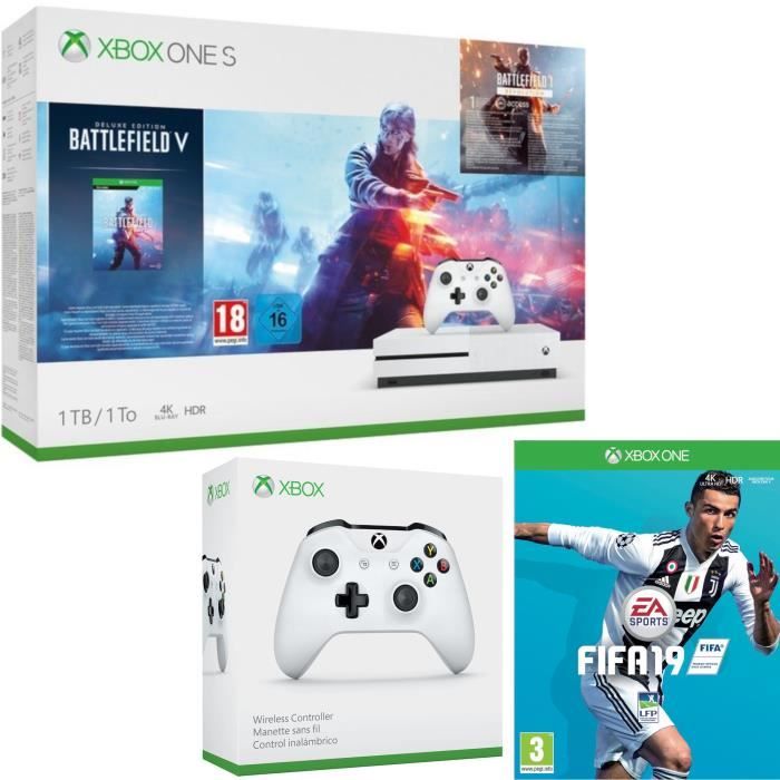 Xbox One S 1 To Battlefield V + Fifa 19 + manette