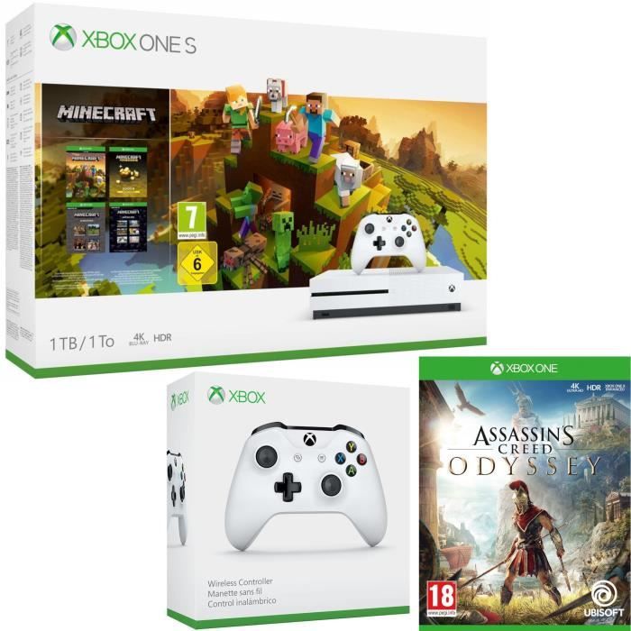 Xbox One S 1 To Minecraft Creators + Assassin's Creed Odyssey + manette
