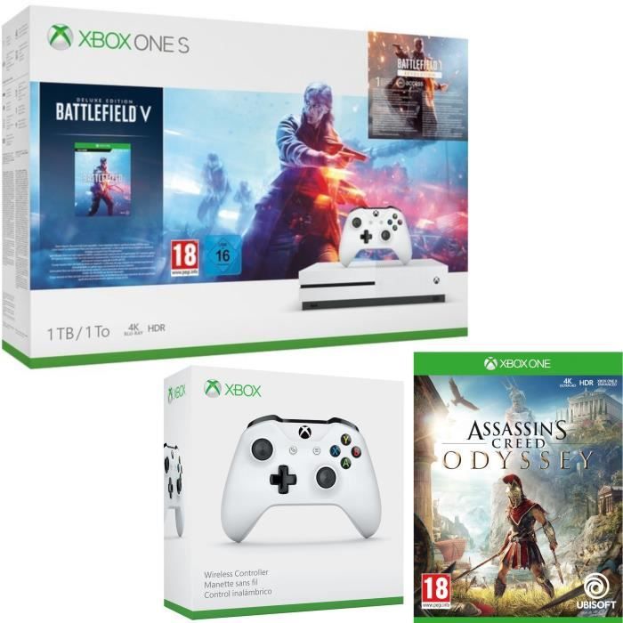 Xbox One S 1 To Battlefield V + Assassin's Creed Odyssey + manette