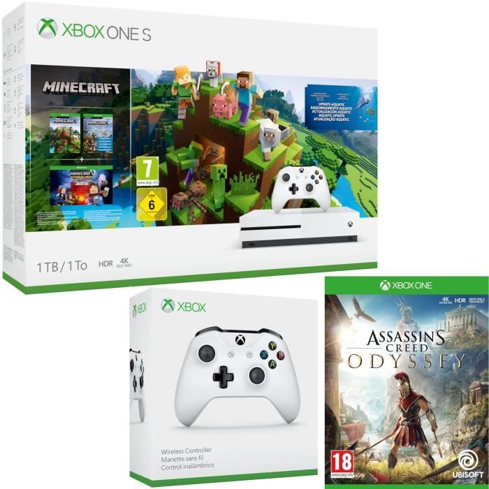 Xbox One S 1 To Minecraft + Assassin's Creed Odyssey + manette