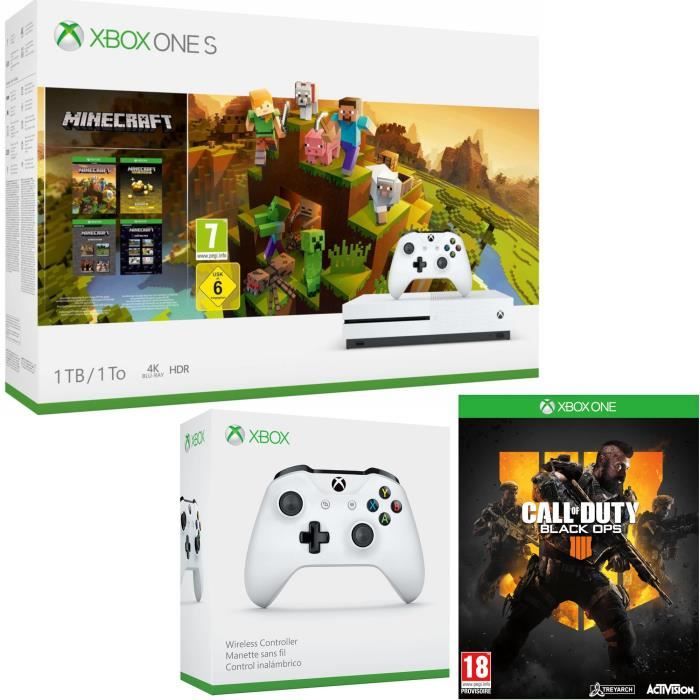 Xbox One S 1 To Minecraft Creators + Call of Duty Black Ops 4 + manette