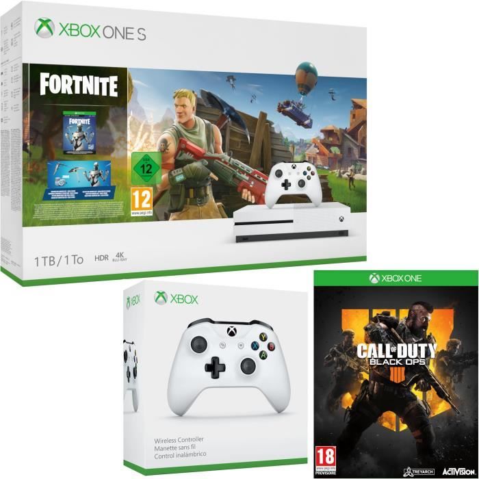 Xbox One S 1 To Fortnite + Call of Duty Black Ops 4 + manette