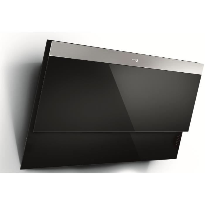 TURBOAIR DIVA BL/F/80 Hotte design décorative murale - Evacuation ou recyclage - 625m3-h - 68dB max - 3 vitesses - L80cm - Noir