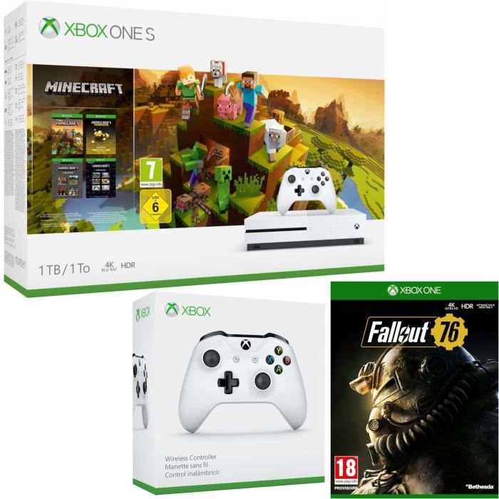 Xbox One S 1 To Minecraft Creators + Fallout 76 + manette