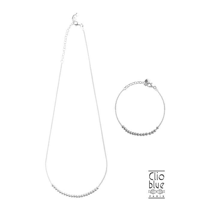 CLIO BLUE Parure Collier + Bracelet argent 925
