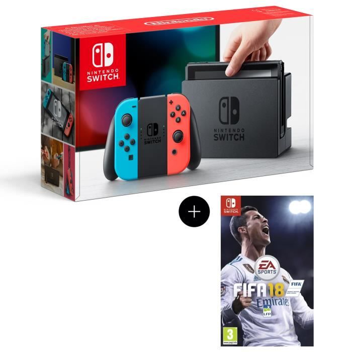 Console Nintendo Switch avec paire de Joy-Con néon + FIFA 18