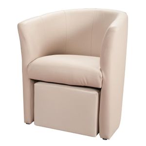 BAYA Fauteuil + pouf en simili cabriolet - Ivoire