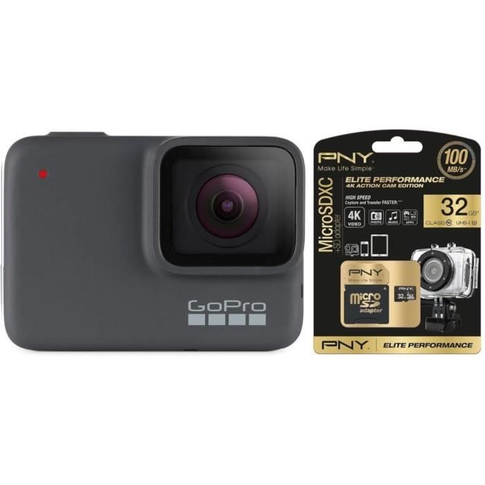 GOPRO HERO7 Argent + Carte PNY Elite 32 Go