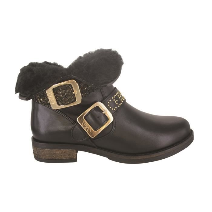 LE TEMPS DES CERISES Bottes de Ville Janis Fourrée Noir et Doré Femme