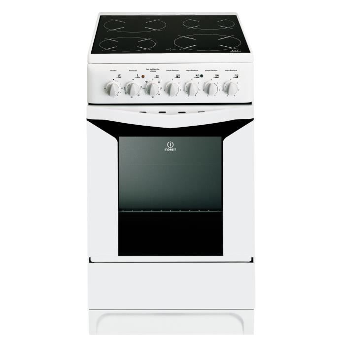 INDESIT K3C51WFRS - Cuisinière table vitrocéramique-4 zones-7900W-Four électrique-Catalyse-54L-C-L50xH85cm-Blanc