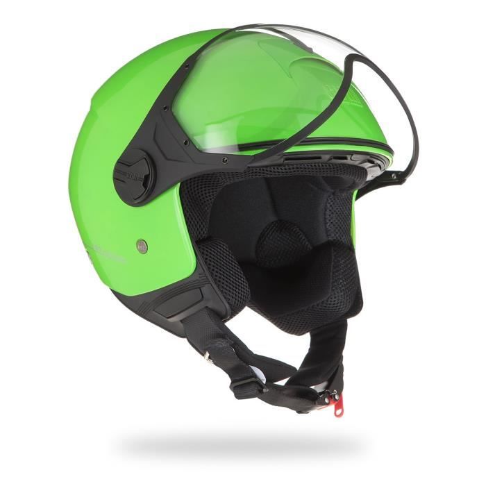 CGM Casque Jet 107A Florence Vert Fluo