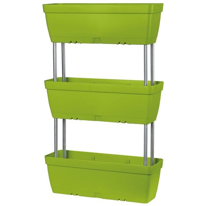 DEROMA Trio de Jardinière Enjoy à réserve d'eau - 50 x 16,1 x H 22 cm - 28,8 L - Vert olive