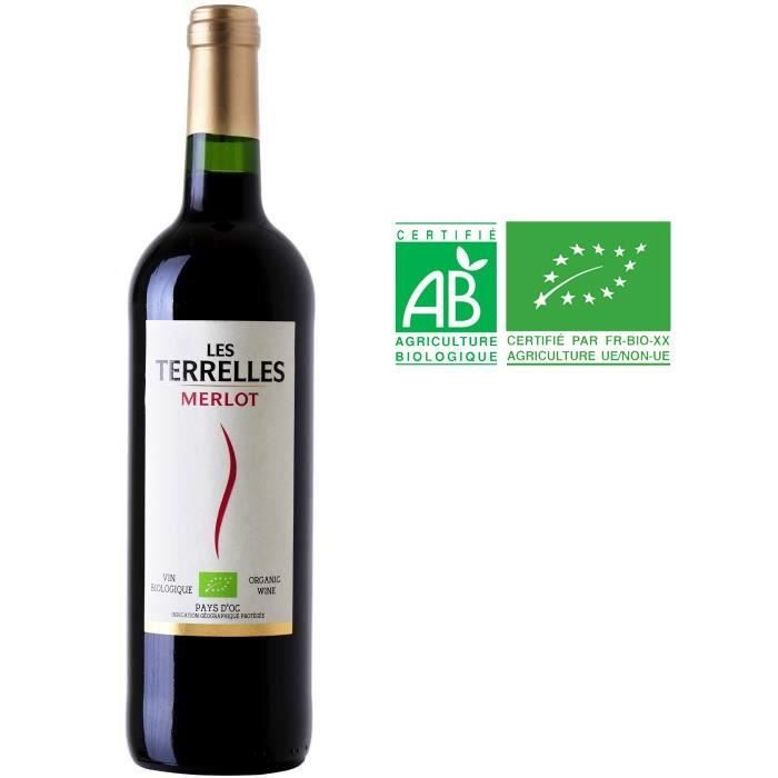 LES TERRELLES 2016 Merlot Vin Bio du Pays d'OC - Rouge - 75 cl - IGP