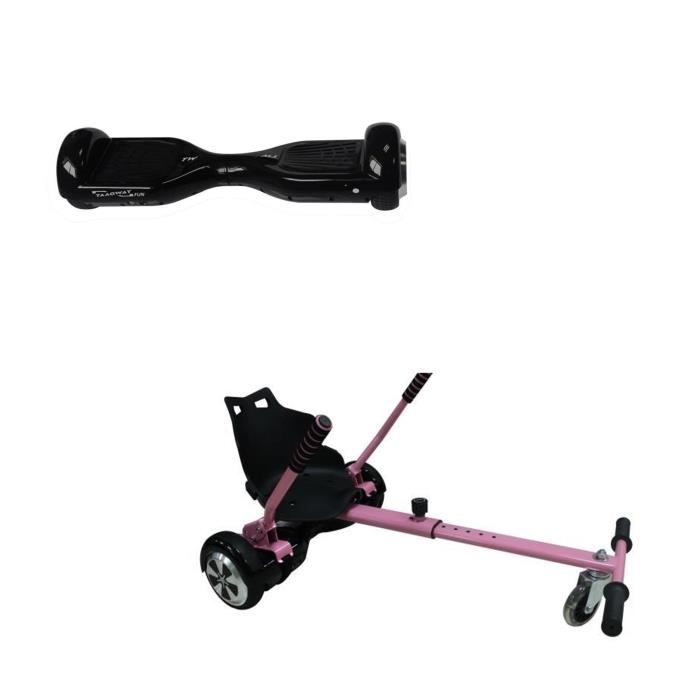 TAAGWAY Hoverboard Electrique noir + Kit Kart rose