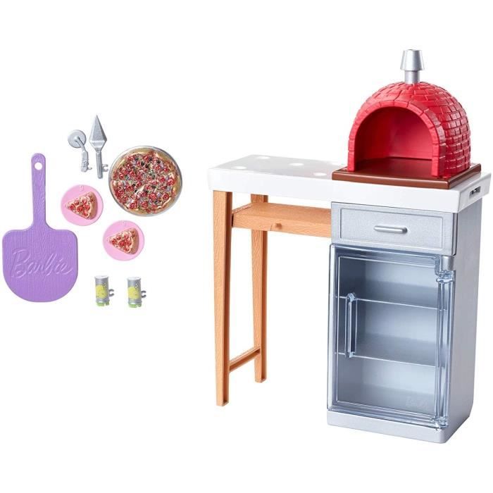 Barbie - Mobilier Four à Pizza - Coffret Poupée Mannequin - 3 ans et +