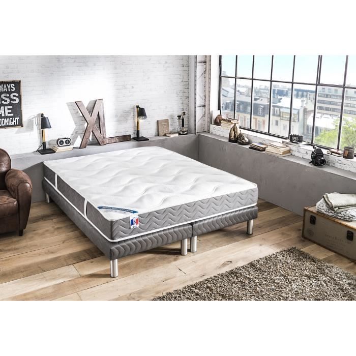CONFORT DESIGN Sommier 3D 2x90x200 + Pieds - 2 personnes - Tapissier - 12 lattes fixes