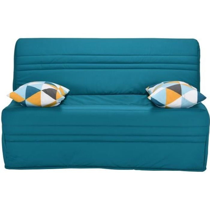 JŒ Banquette BZ GEOMETRICO - Tissu turquoise - L 143 x P 101 x H 95 cm