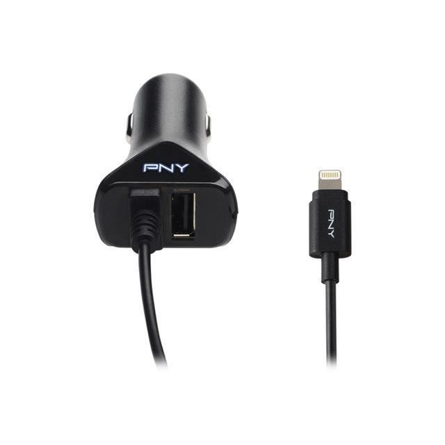 Pny Chargeur Voiture Double Entrée Lightning + USB
