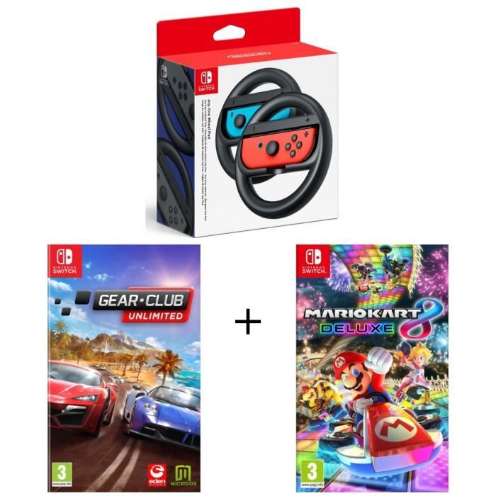 Pack 2 Jeux Switch + volant : Club Gear & Mario Kart