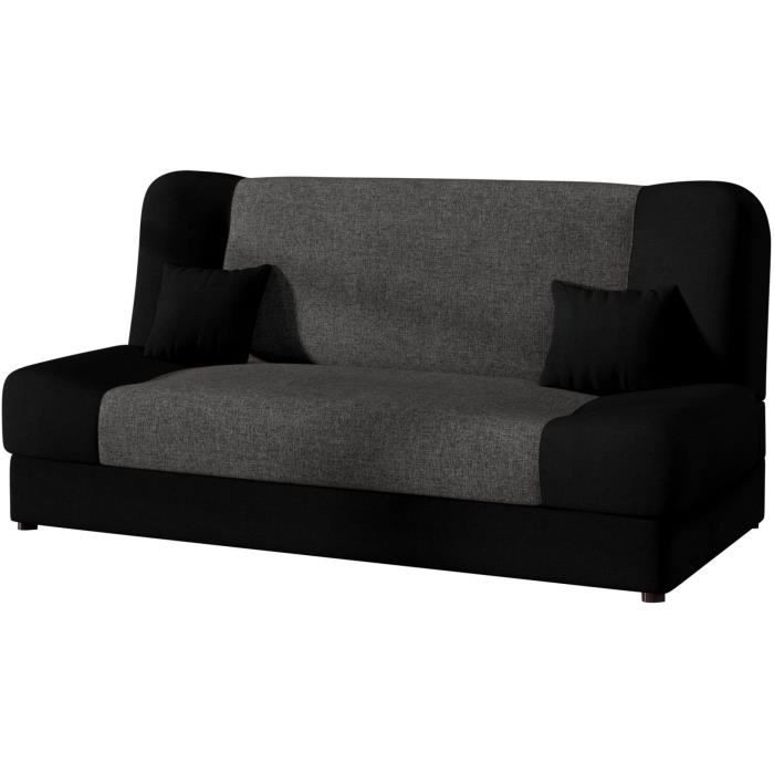 MIRJAN24 - LEA Banquette convertible - Tissu noir et anthracite