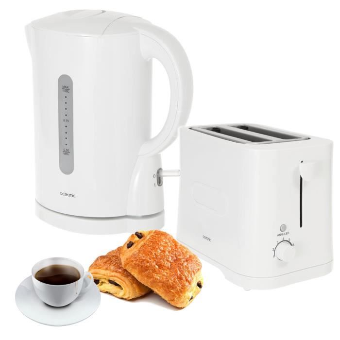 Pack Oceanic Bouilloire + Grille-pain blanc